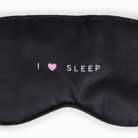 Silk mask for sleep I love Sleep, 20 x 9 cm, black color-1