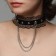 Choker "Temptation" lace with chains, black color in silver, 40 cm