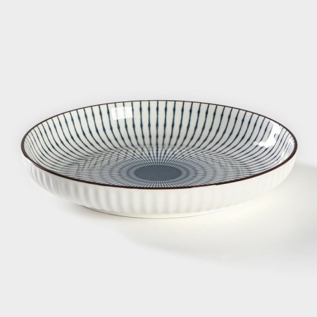 Ceramic dining "Illusion", D = 21 cm, white and gray color-1