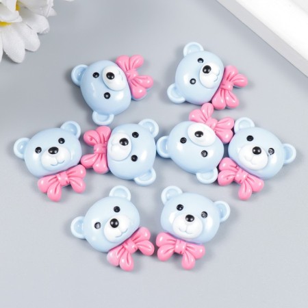 Decor for creativity plastic "Mishutka with pink bow" 2x2.5 cm-2