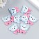 Decor for creativity plastic "Mishutka with pink bow" 2x2.5 cm
