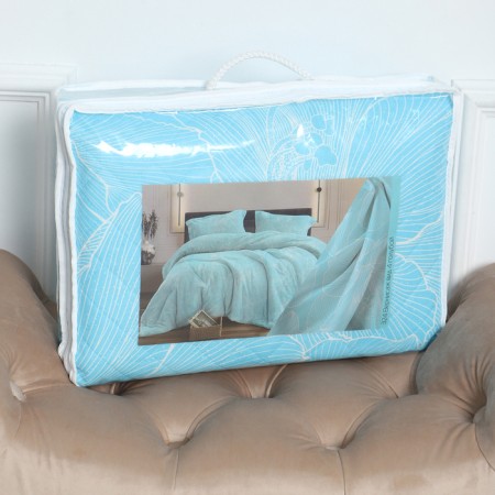 A set with a blanket vernissage 155x210, 150x220, 70x70cm, blue calico 120g/m, HL100%-6