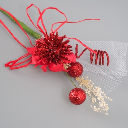 Decorative bouquet "Chrysanthemum" with brilliance, 5x9 cm, red-2