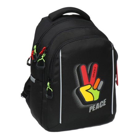 School backpack, 40 x 27 x 20 cm, Grizzly, ergonomic back, laptop department, black-1