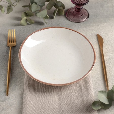 Deep plate Beige, D = 21 cm, beige color-1