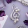 Brooch "Violin key" with pearl notes, white color in silver