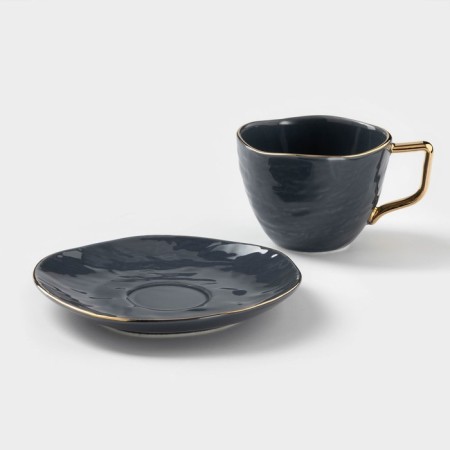 Tea couple ceramic Green, 2 items: a cup 220 ml, a saucer d = 14.5 cm-2