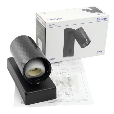 Wall lamp Feron ML1880, IP20, GU10, 35 W, 55x55x140 mm, black color-8