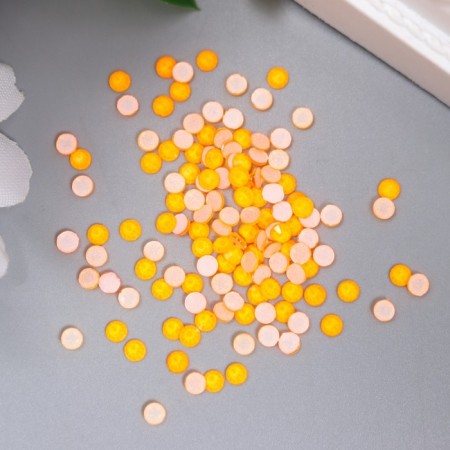 Decor for creativity "Fluorescent rhinestones. Yellow -orange" set of 144 pcs SS10 - 2.7 mm