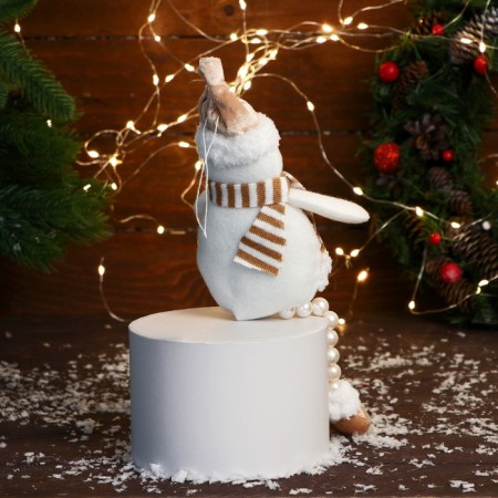 Soft toy "Snowman in a striped scarf, butterfly legs" 10x30 cm, gold-1