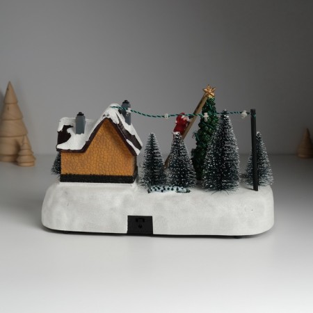 Souvenir plastic light "Santa Claus decorates the Christmas tree" is spinning 26.5x16x17.5 cm-4