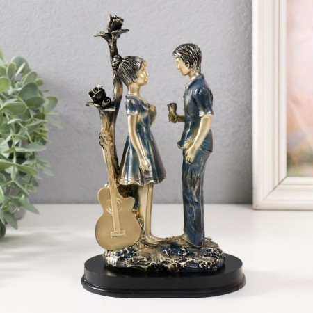 Souvenir Polystone "couple - a date under the pink tree" Blue 22.5x12x8 cm