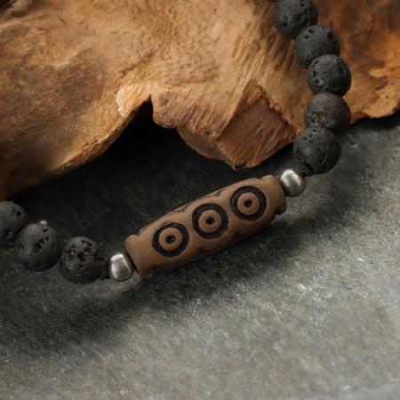 Bracelet from lava with bead Ji "Five Eye" No. 1-1