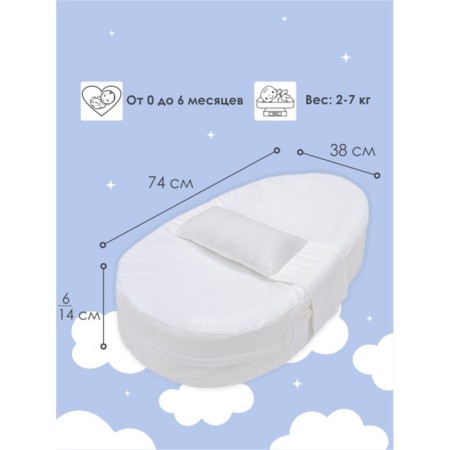 Coconut for the newborn Baby, size 74x38x6/14 cm, print star-1
