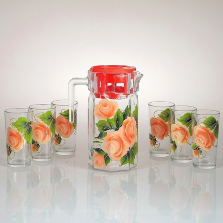 Set for Rosalia juice, art painting, 6 glasses, 1250/200 ml, mix-8