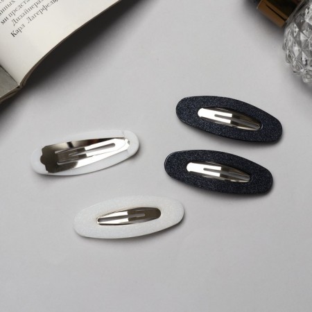 Invisibility for hair "Florence" (set 4 pcs) oval, 5 cm, black and white-1