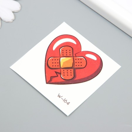 Tattoo on the body color "Heart with adhesive plaster" 6x6 cm-1