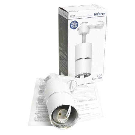 Snow -phase track lamp Feron AL178, IP40, GU10, 15 W, 55x55x175 mm, white color with silver-10