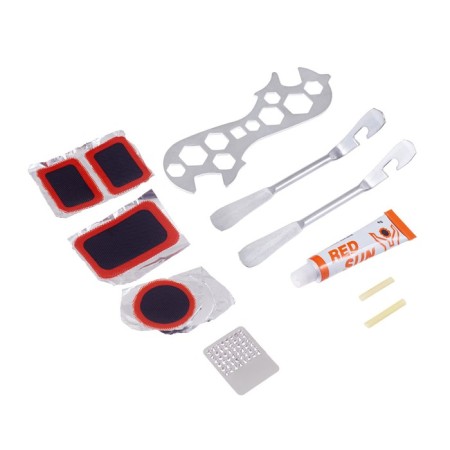 Set for bicycle 4 in 1: battery flashlight, repair kit, bicycle key, bag-10