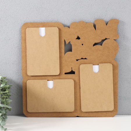 Photo frame LHDF "Mom" 33x33 in 3 photos 10x15 cm, col. White oak (plastic screen)-2