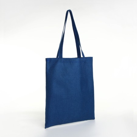 Shoper bag without fastening, from textiles, blue color-1