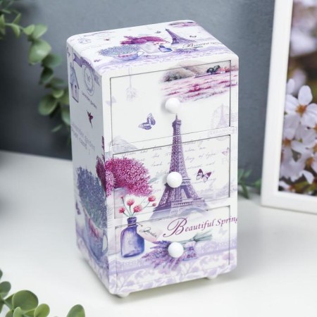 Casket tree chestnut "Eiffel Tower and Lavender" 19.5x11x8 cm-5