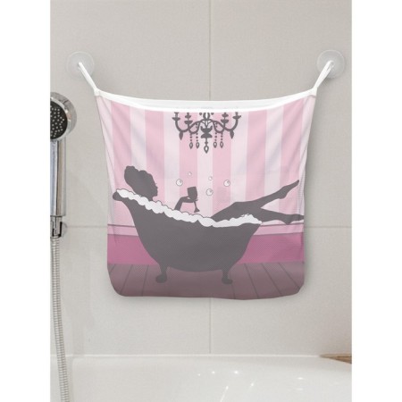 Organizer in a bath on suction cups “Batten with champagne”, for storing toys and trifles, size 33x39 cm