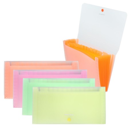 A4 cartridge folder on the 13 departments button, Erichkrause, Matt Neon, transparent plastic, mix-1