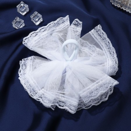 Hair elastic band Bant "Schoolgirl" lace, 15 cm, white-1