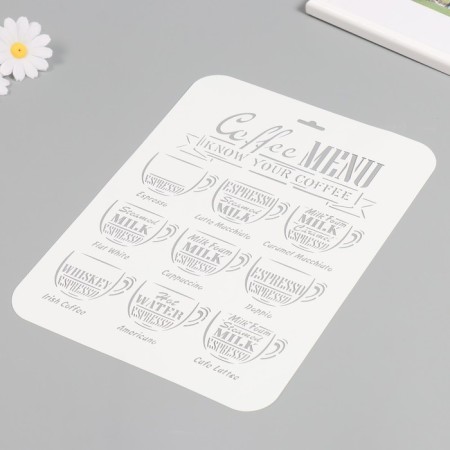 Plastic stencil "Coffee menu", 22x31 cm-1