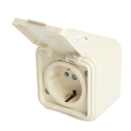 1-seater socket with grounding contact, with a lid, 250V, 16A, IP44, PST16-21-44 (Ra 16-21 1022741-3