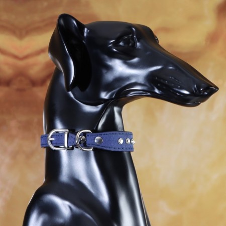 Collar "velvet and rhinestones", 31 x 1.3/2 cm, Osh 22-28 cm, blue-4
