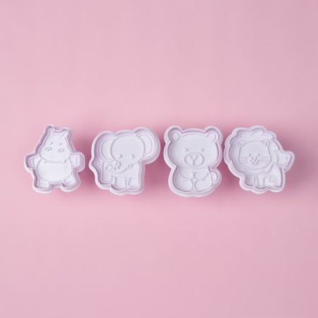 A set of plunger of confectionery shares "Beast", for dough, 4 pcs, plastic, white-3