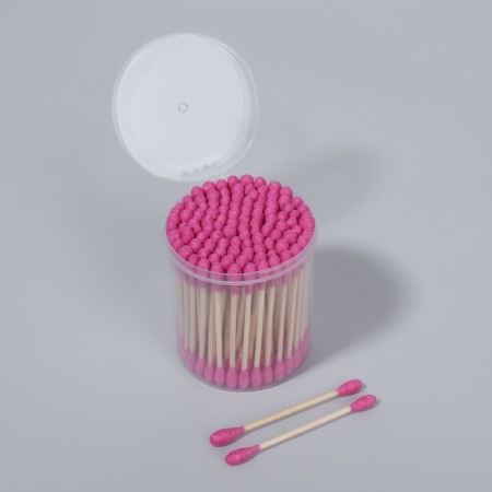 Cotton -based sticks, 7 cm, 112 pcs, in a plastic organizer, pink color-2