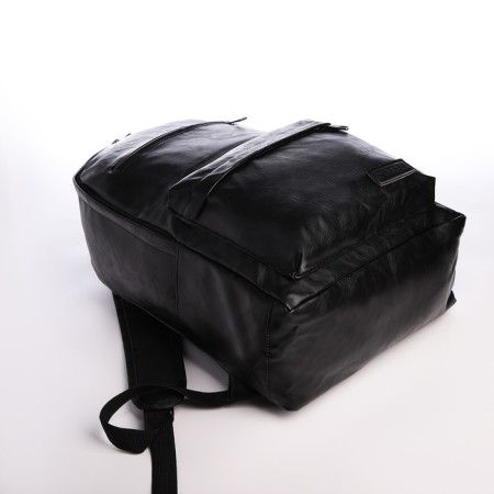 City backpack of artificial leather with lightning, 3 pockets, black color-4