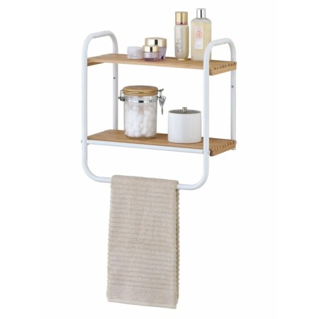 Halled Kyoto shelf, in the bathroom, with a bar for a towel, white-1