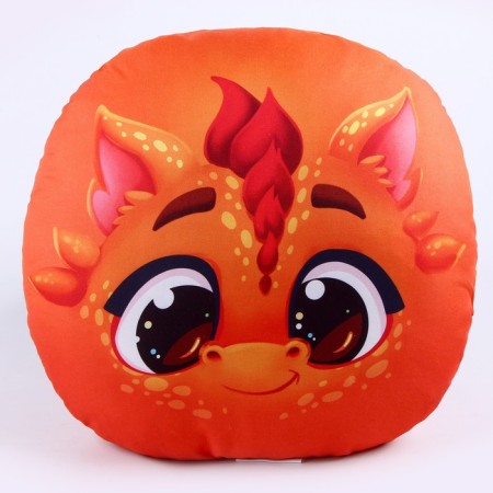 The pillow is round "Dracosha", orange-2