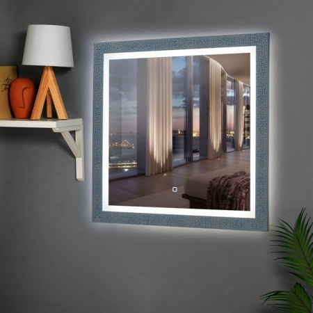 Highlight mirror, in a baguette, turquoise, wall, 60x60 cm-3