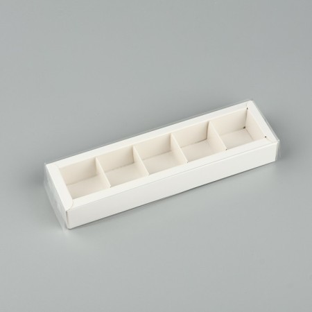 Box for 5 sweets with cells "White", 6 x 23 x 3 cm