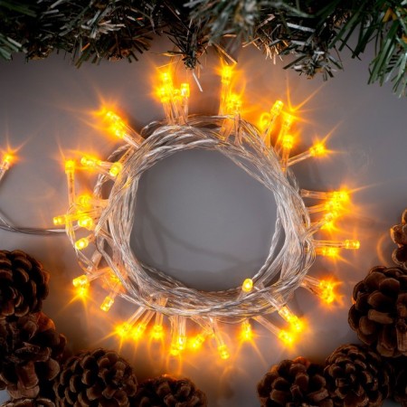 Garland “thread” 5 m, IP20, transparent thread, 50 LED, yellow glow, 8 modes, 220 V