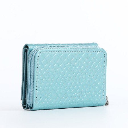 Women's wallet on the button, blue color-1