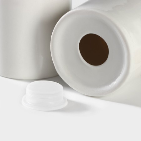 Porcelain set for spices on the Bellatenero bamboo stand, 3 objects: Solonka 90 ml, pistor 90 ml, stand, white color-4