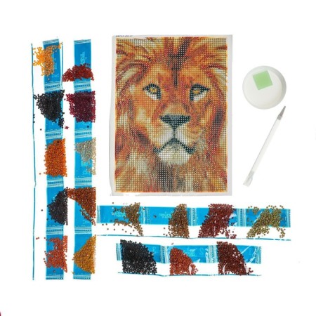 Diamond mosaic with full filling on the canvas "Leo", 15 x 21 cm-2
