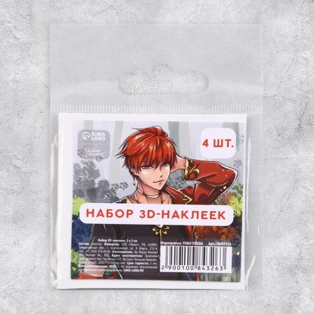 Volumetric 3D stickers on the phone "Anime", 4 pcs, 3 x 3 cm-3