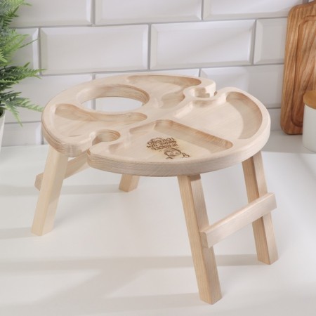 Table - a tray with a menage and folding legs "I kiss better than I cook" d = 30x2 cm,-8