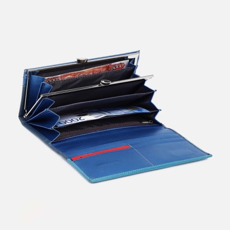 Women's wallet on magnets, blue color-2