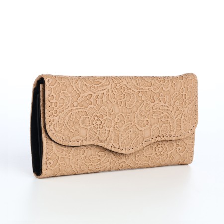 Women's wallet on magnet, beige color