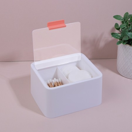 Organizer for storage, with a lid, 2 sections, 14.5 × 13 cm, white/transparent color-2