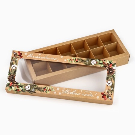 Folding box under 12 sweets "New Year's botanist", 3.8 x 10.5 x 26.5 cm, New Year-4