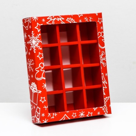 New Year. Box for 12 sweets "Snowman", 19 x 15 x 3.6 cm, confectionery packaging-4